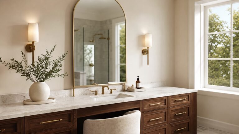 Elegant vanity mirror brightening a refined vanity area
