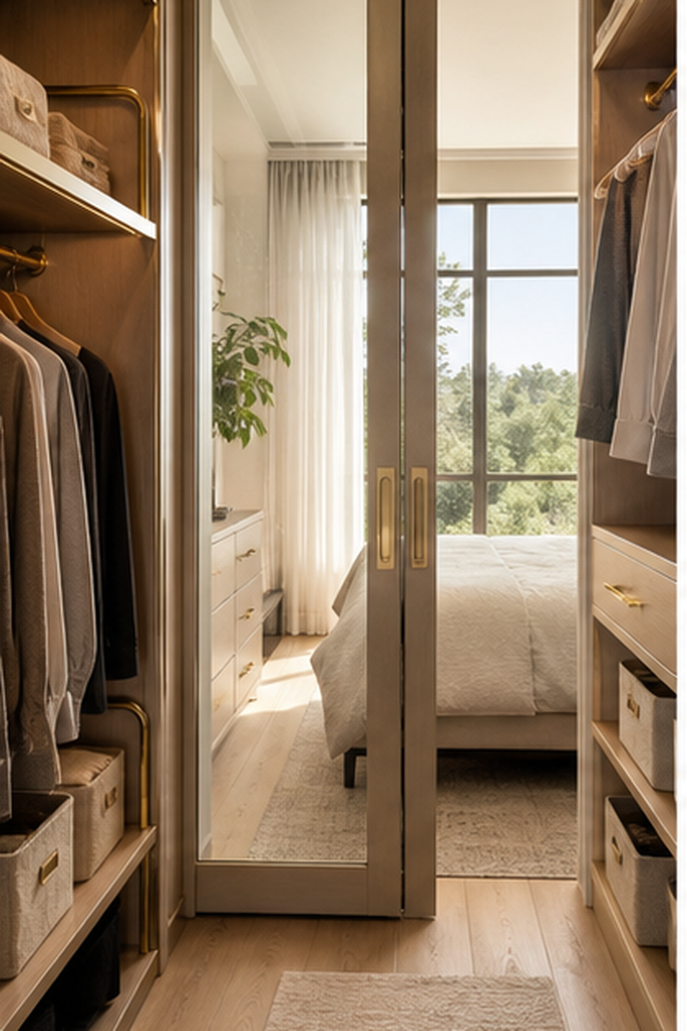Glass Pocket Door Entry for small walk-in closet ideas