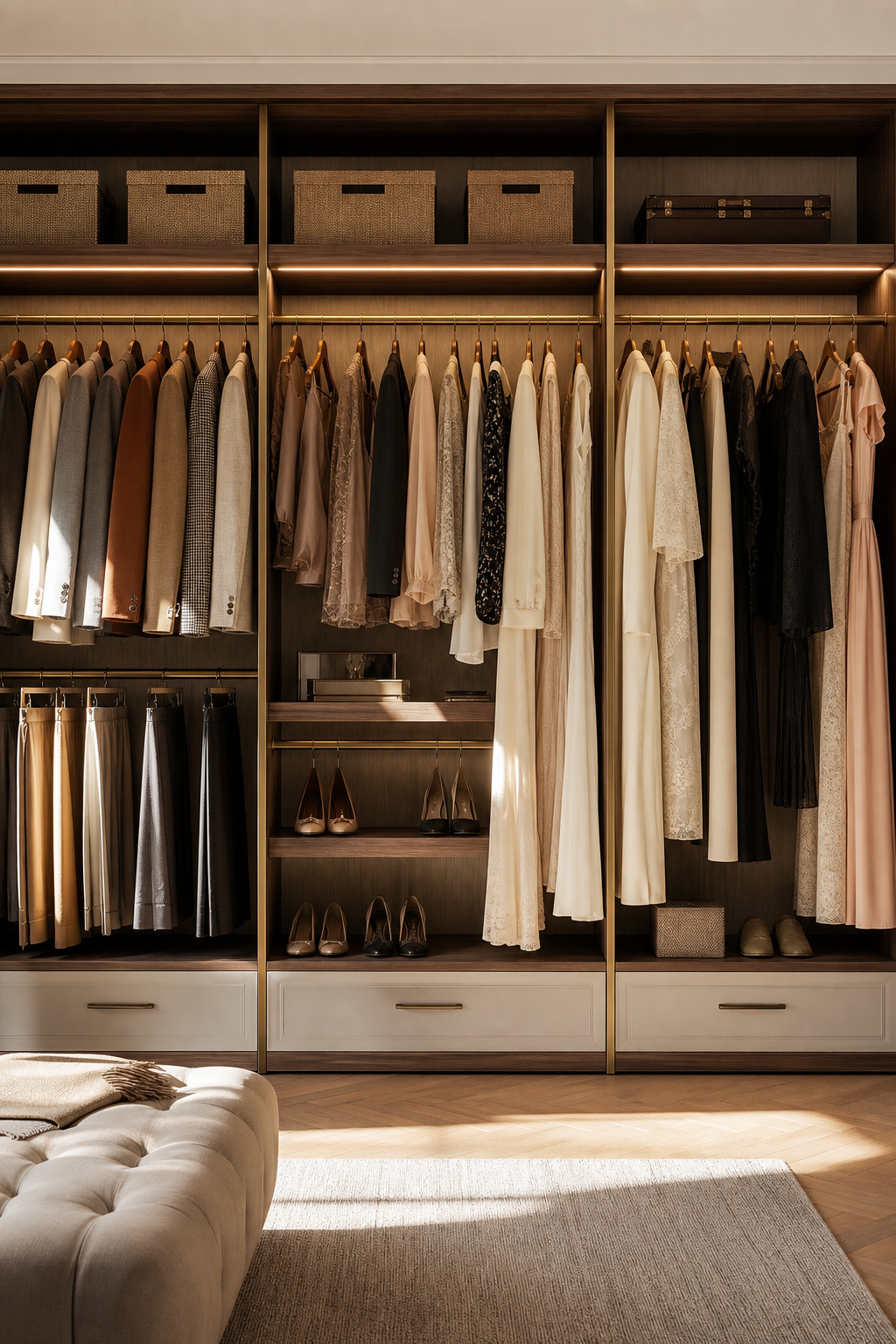 Dressing closet idea with build a boutique-style hanging wall