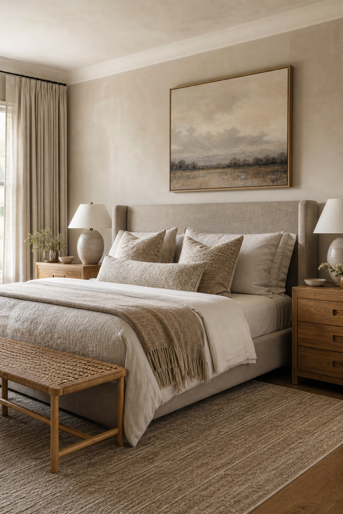 Layer a Tailored Upholstered Bed for Bedroom Inspirations For A Cozy Stylish Retreat
