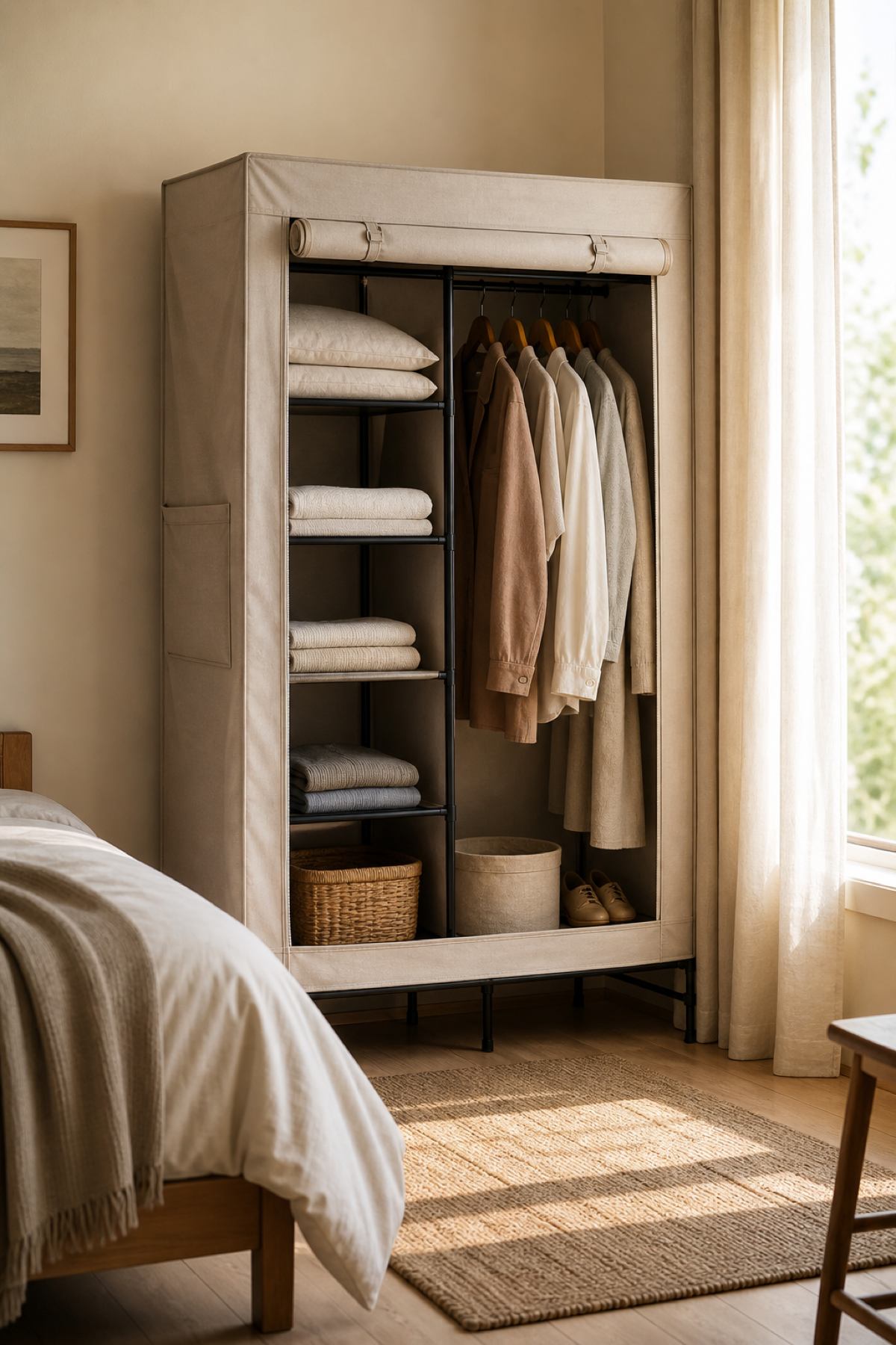 Choose A Canvas Wardrobe With Structure for Portable Wardrobe Ideas For A Neat Stylish Home