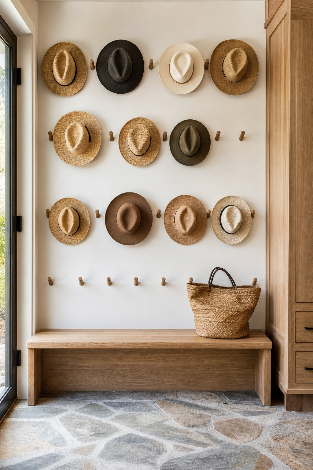 Use A Dedicated Hat Wall for neat stylish hat storage
