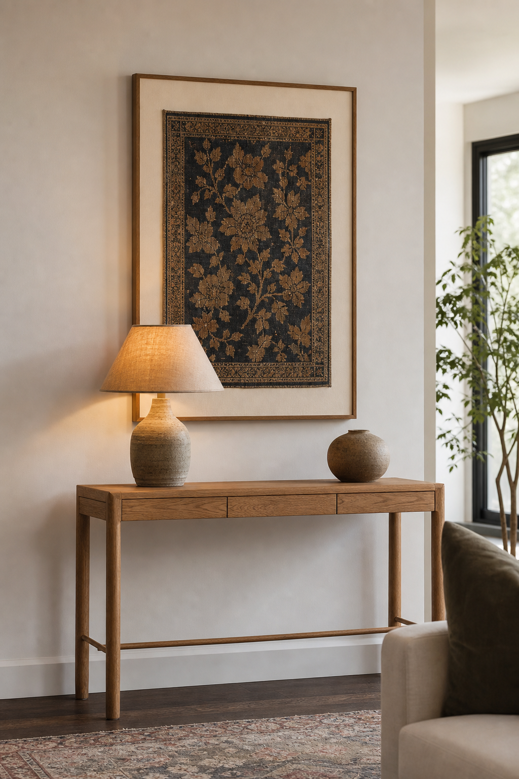 frame a vintage textile for DIY home decor