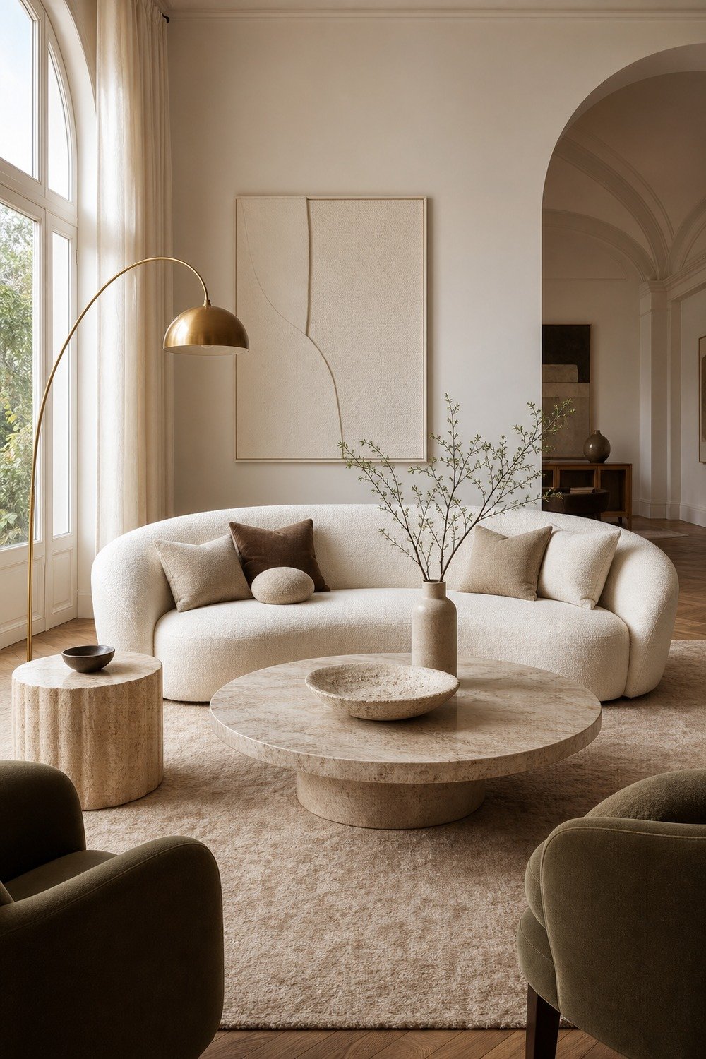 Curved Boucle Statement Sofa for premium sofa ideas