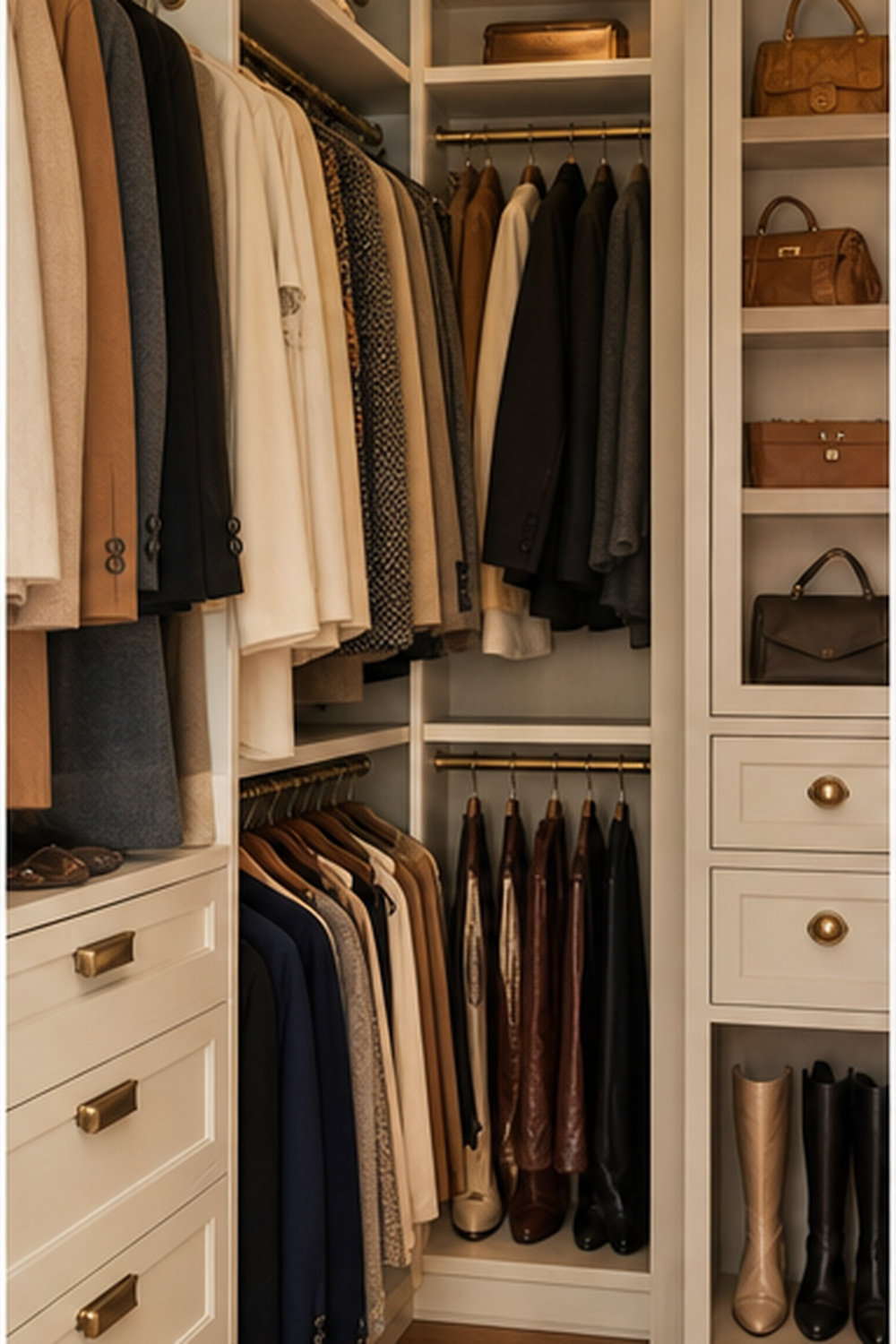 L-Shaped Hanging Plan for small walk-in closet ideas