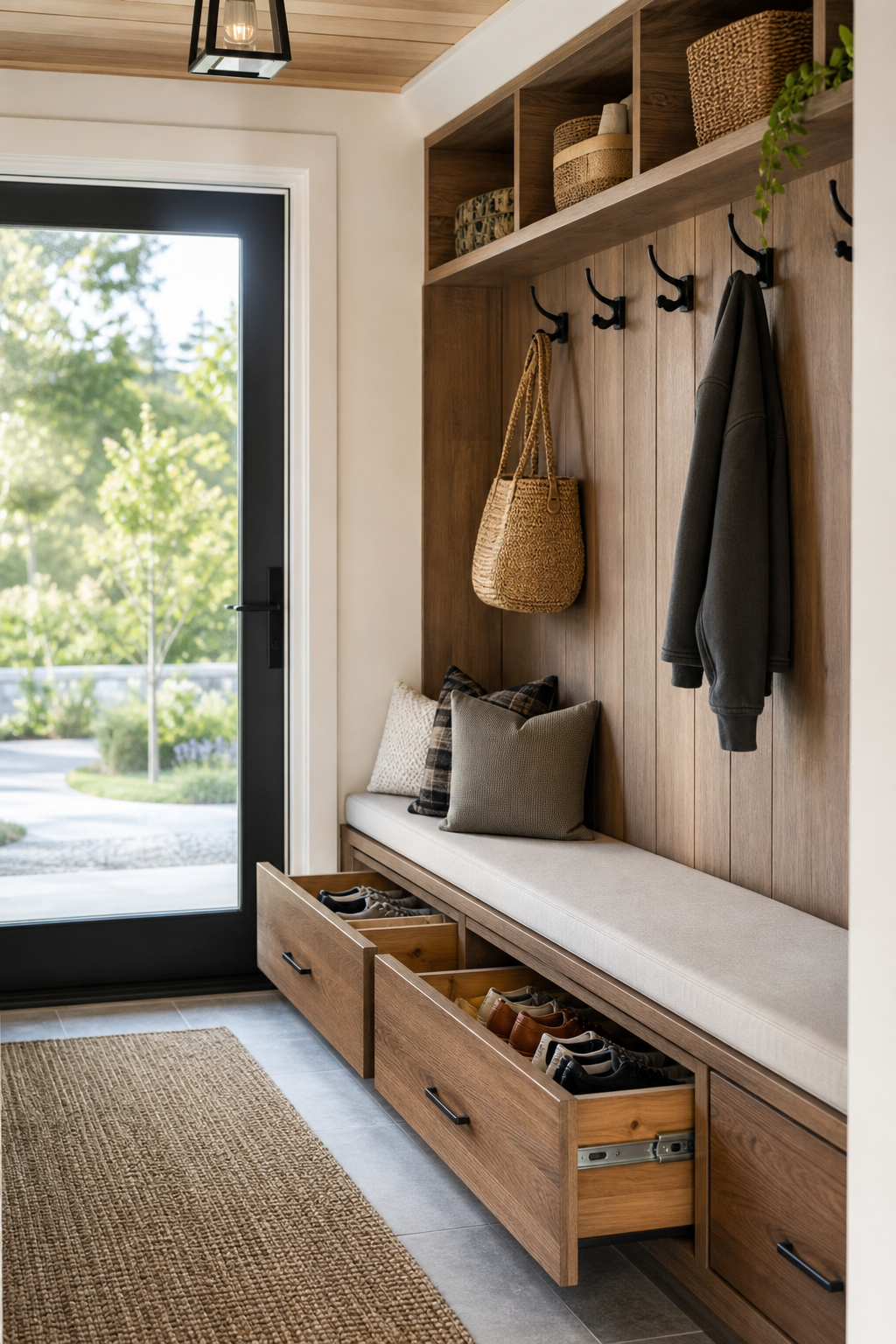 Use A Bench With Deep Shoe Drawers