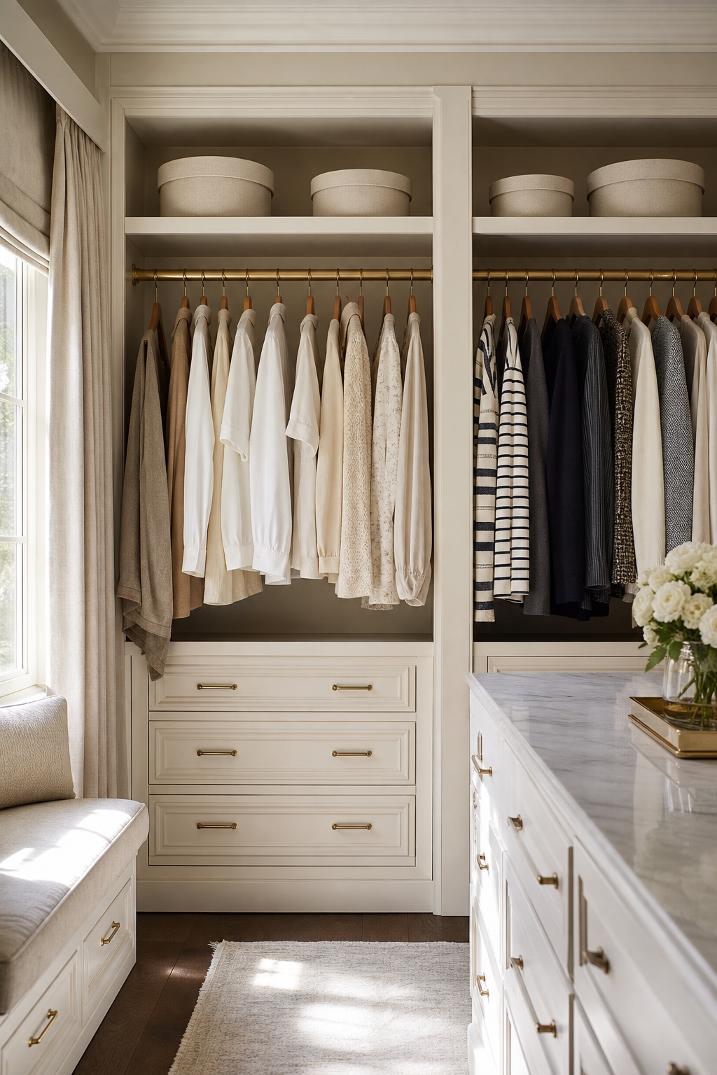Add Upper Shelf Hat Boxes for neat stylish hat storage