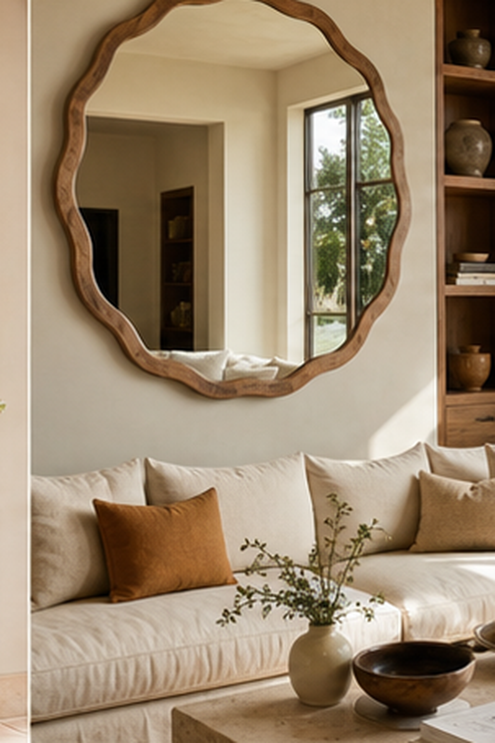 Choose An Oversized Wavy Mirror For Drama for wavy mirror ideas