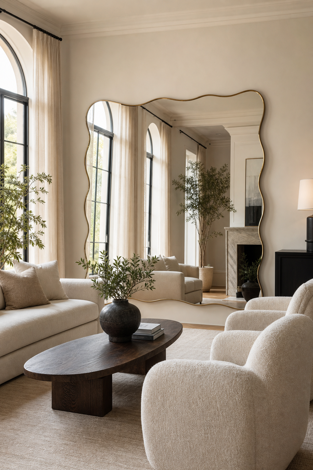 Choose An Oversized Wavy Mirror For Drama for wavy mirror ideas