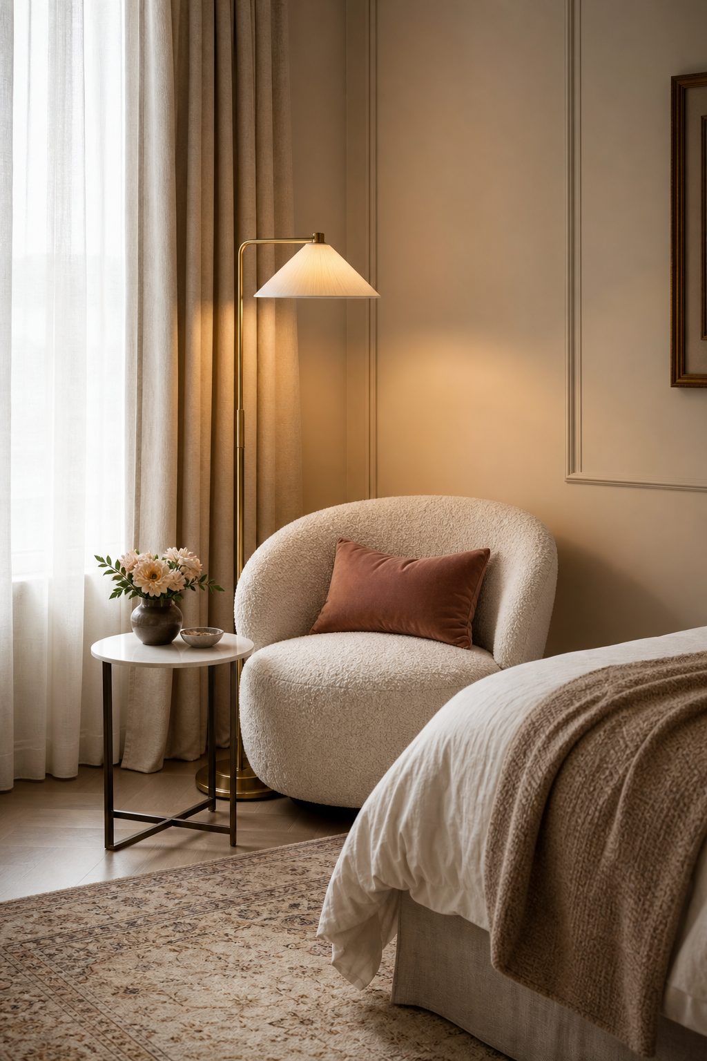 A reading nook in an empty corner