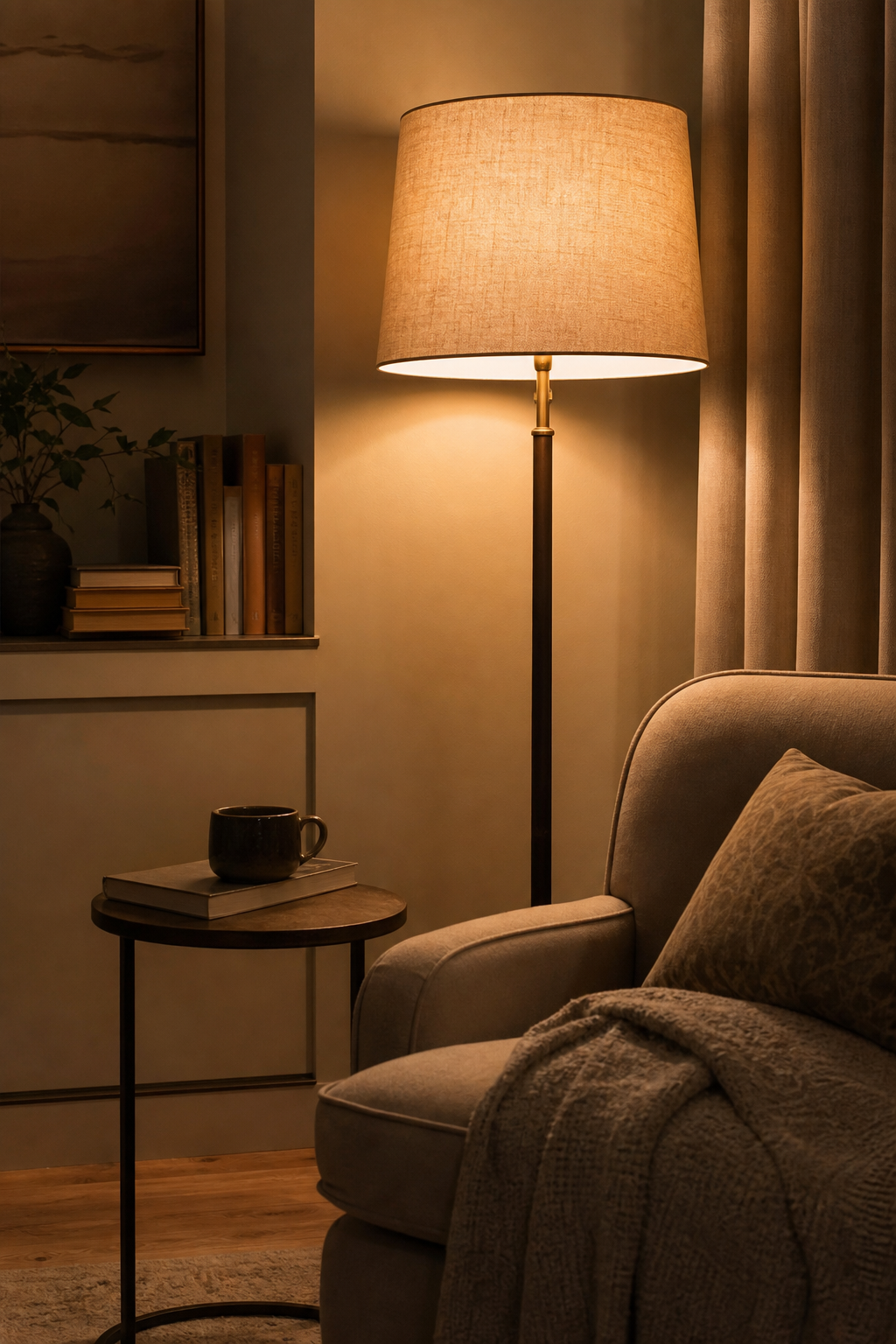 Use A Floor Lamp With A Warm Shade