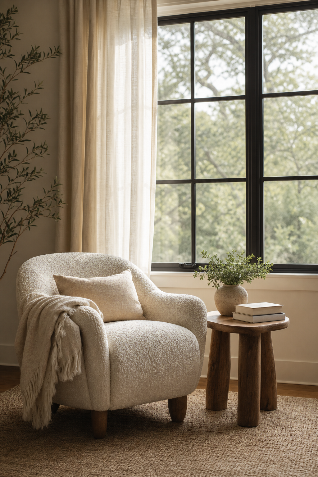 add a reading chair by the window for cozy room decor