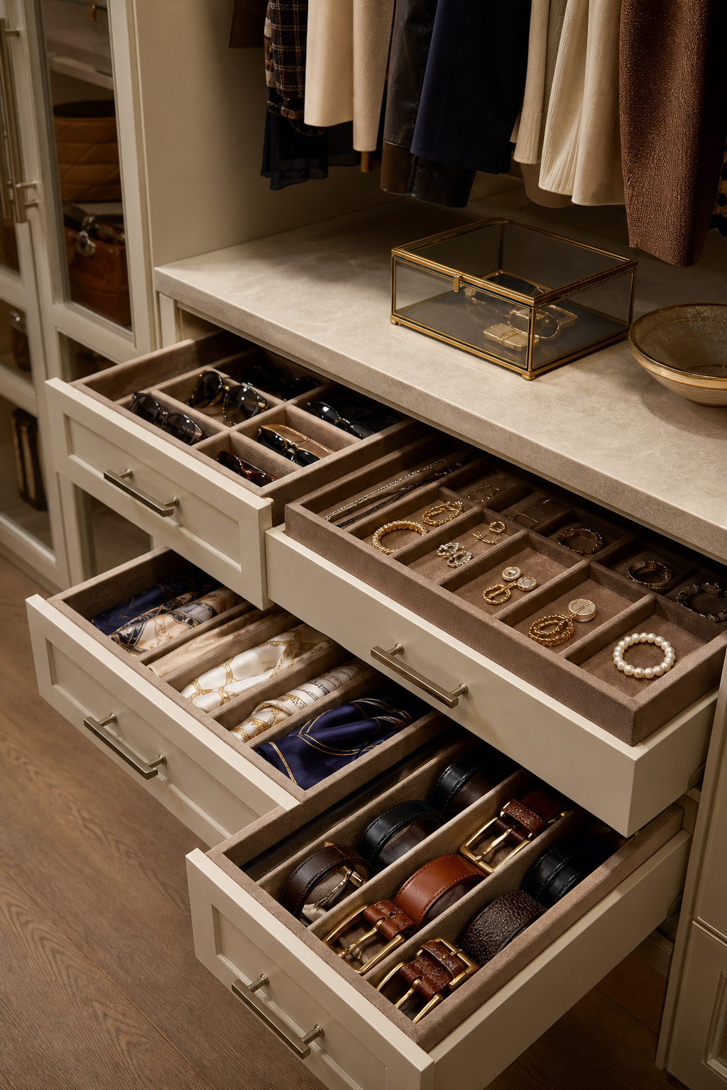 Dressing closet idea with use drawers for small accessories