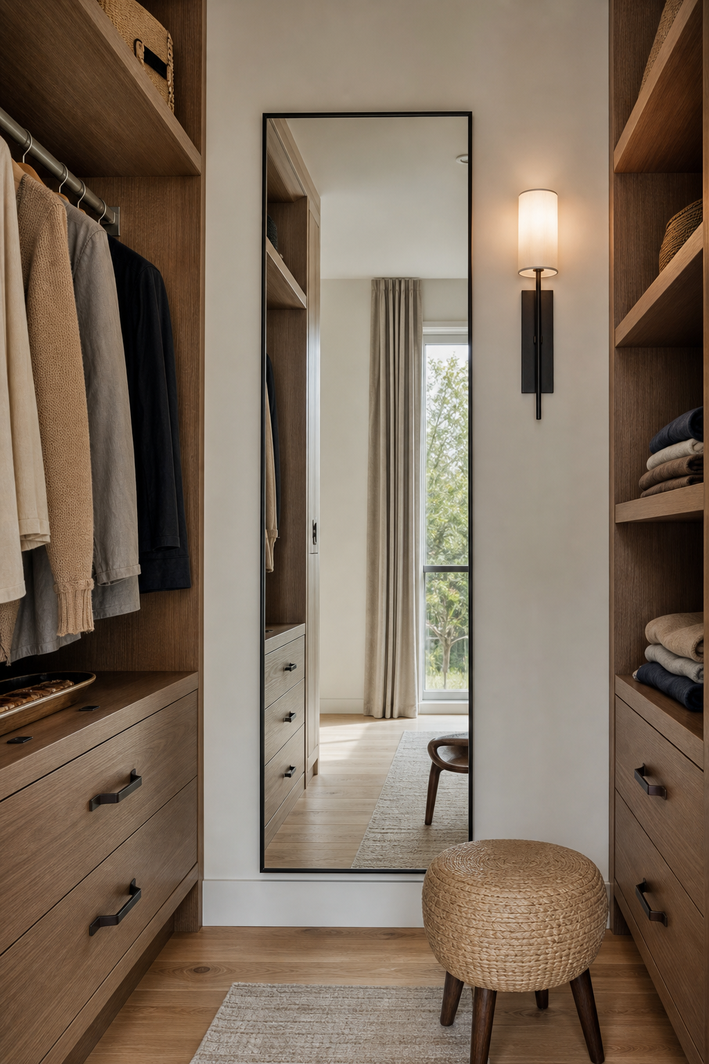 Add A Slim Mirror Between Storage Runs closet inspiration