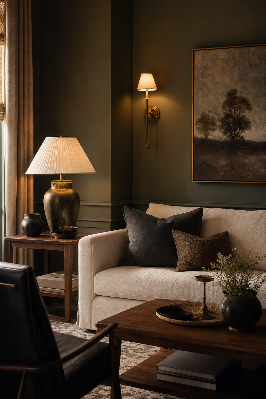 Room inspo aesthetic idea with use moody green as an anchor