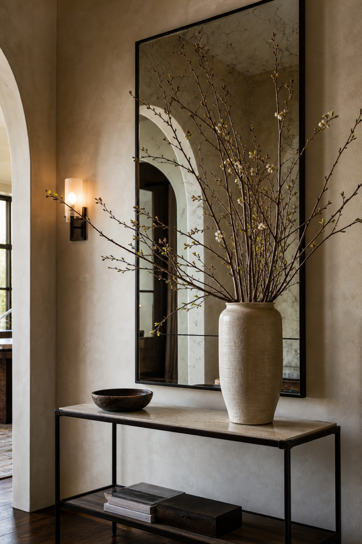 Layer A Mirror Behind Branches for Mirror Design Wall Ideas That Brighten And Elevate Any Room