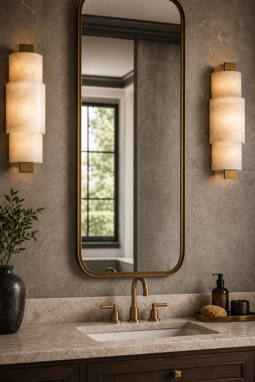Layer Sconces Beside The Mirror