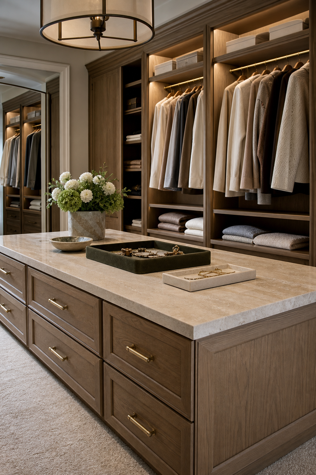 Modern closet design with choose a closet island with real storage