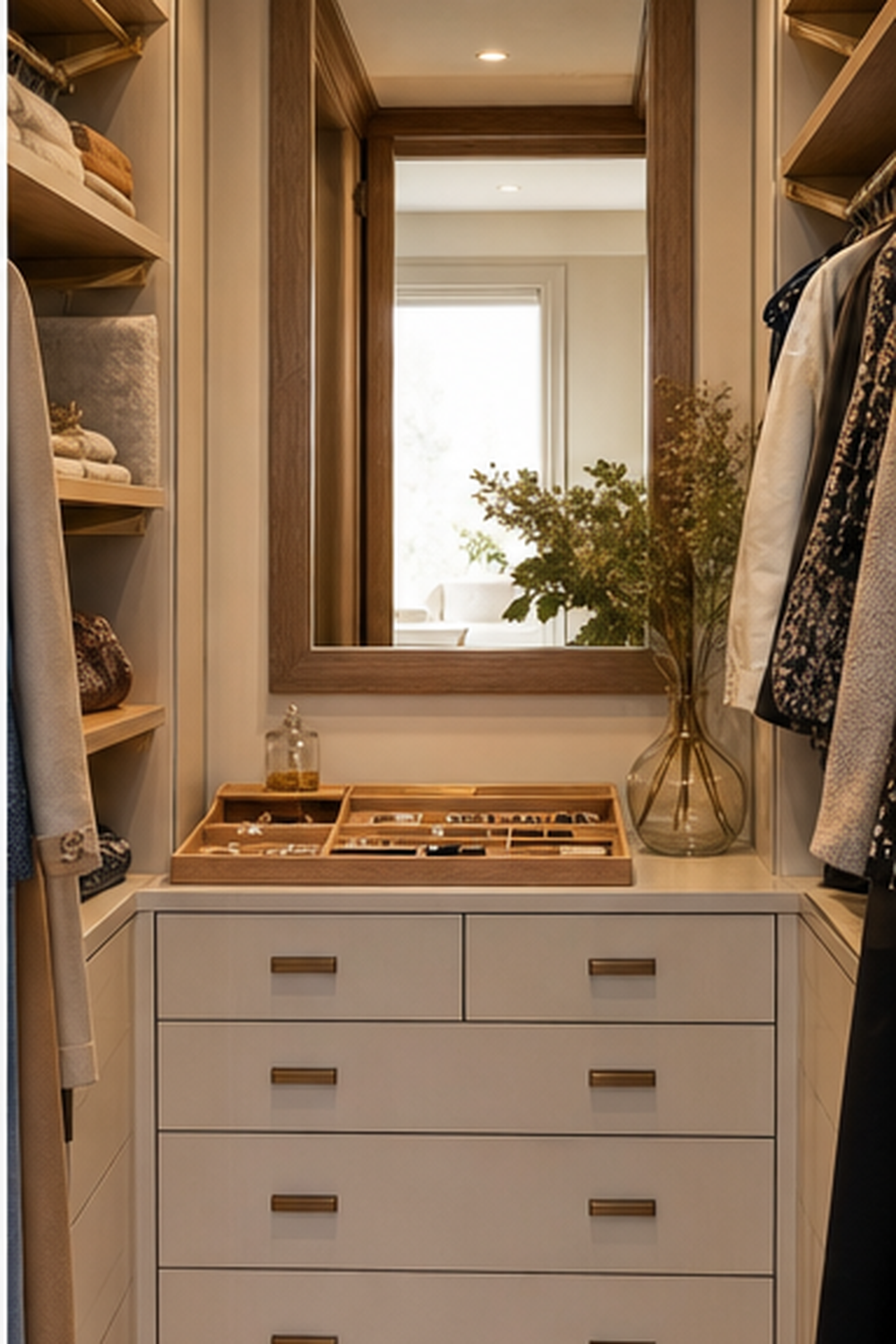 Built-In Dresser Wall for small walk-in closet ideas