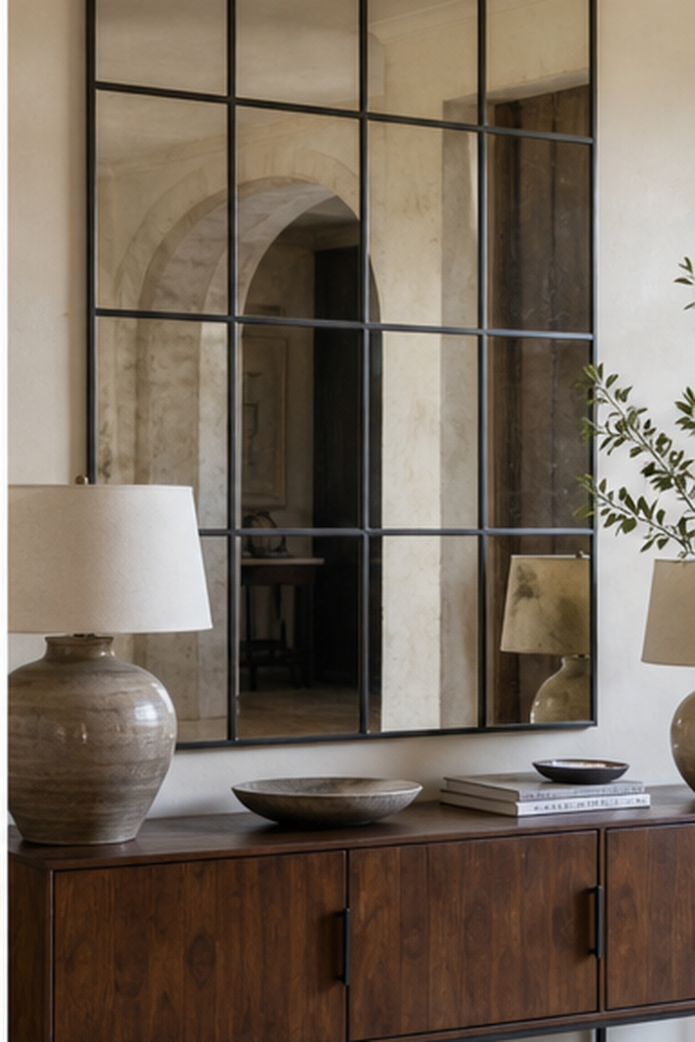 Grid Mirror Over Console for picture mirror ideas