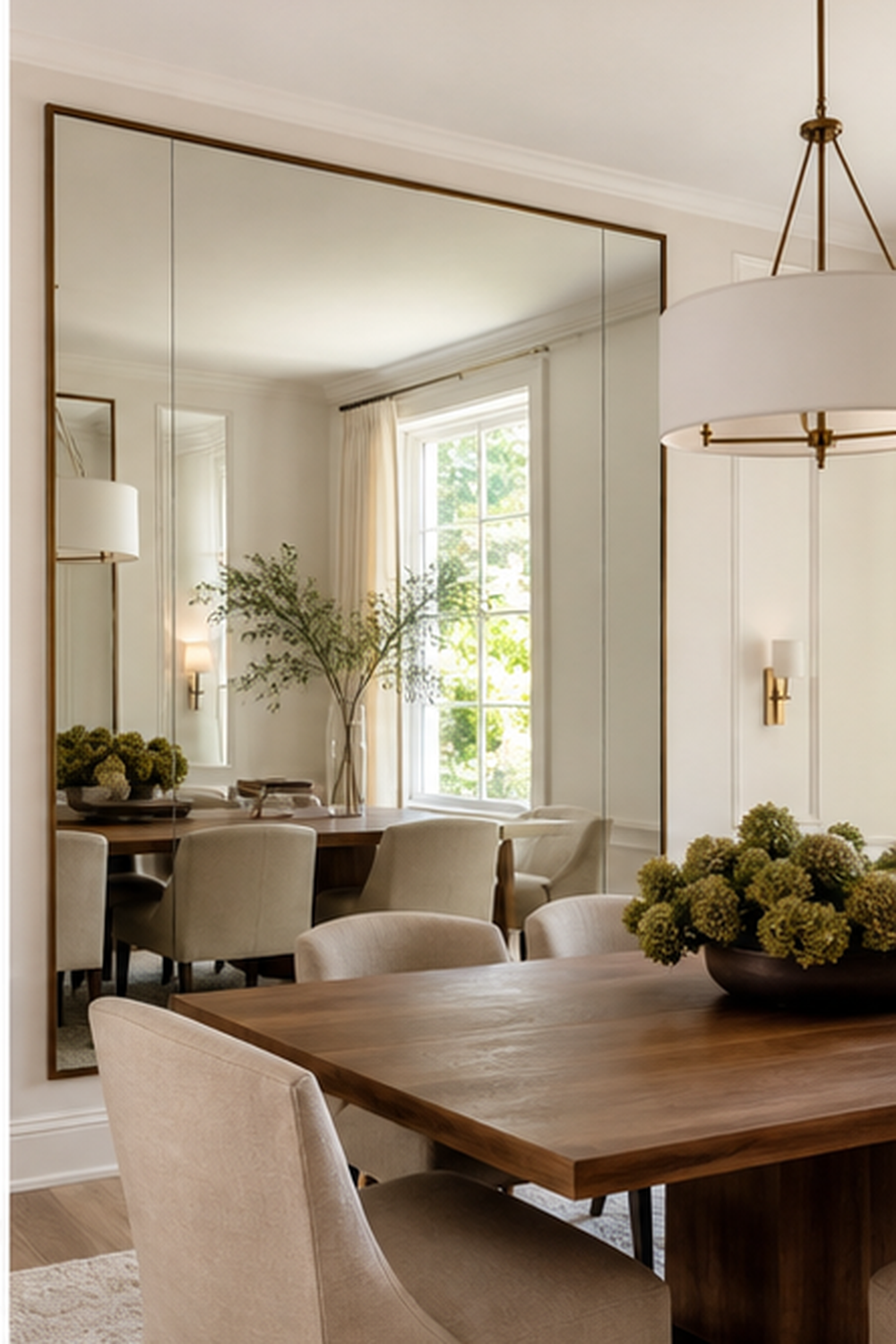 Wall-Wide Dining Mirror for big mirror ideas