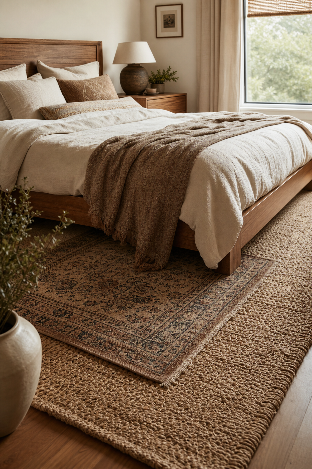 Layered rugs for a softer floor