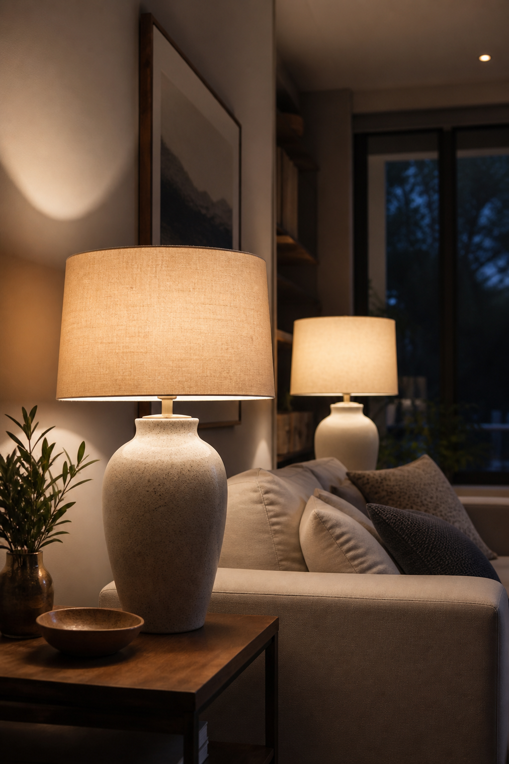 use table lamps instead of harsh overhead light for cozy room decor