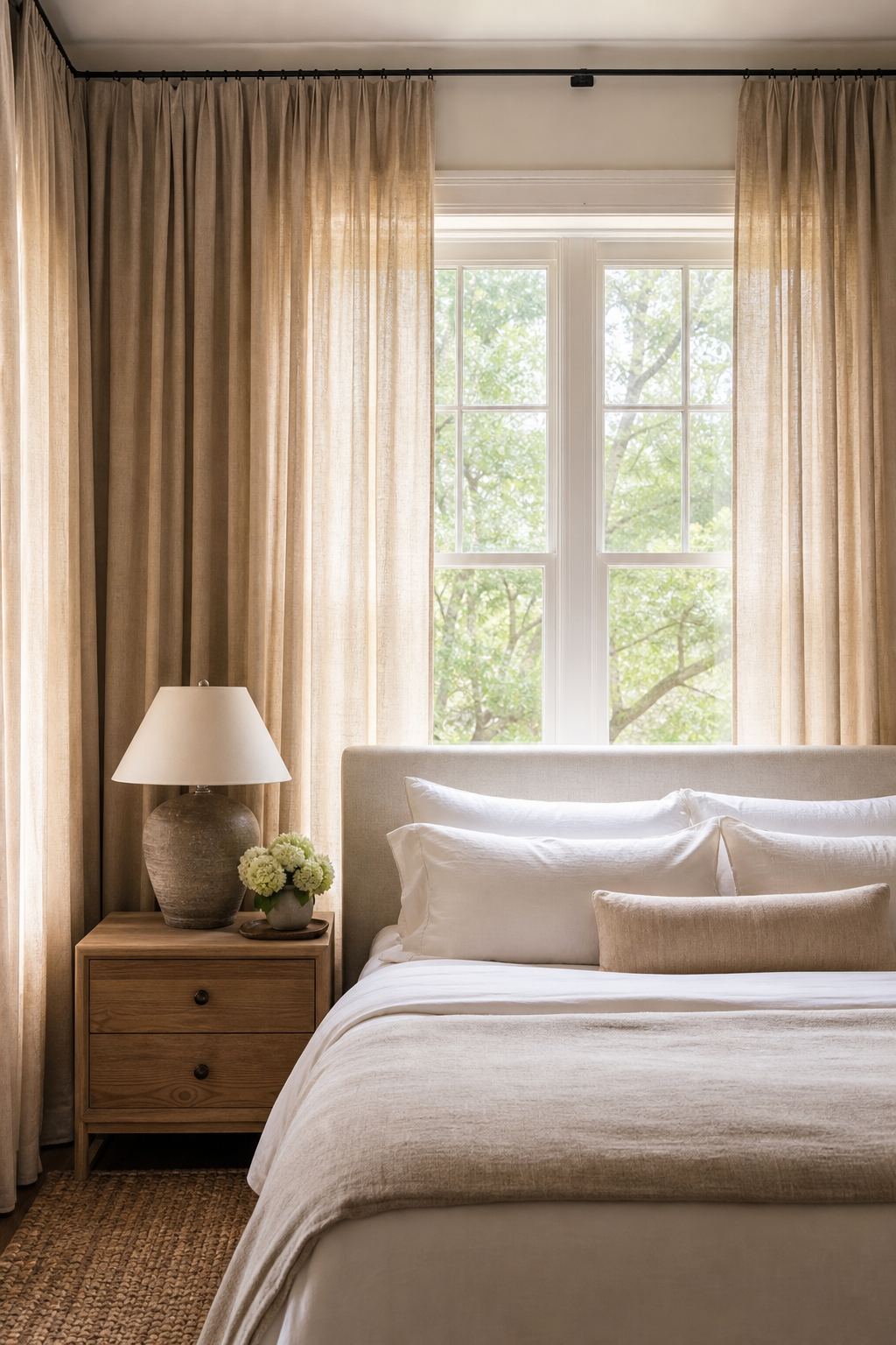 Hang Curtains From Ceiling To Floor in a cozy Pinterest-worthy bedroom