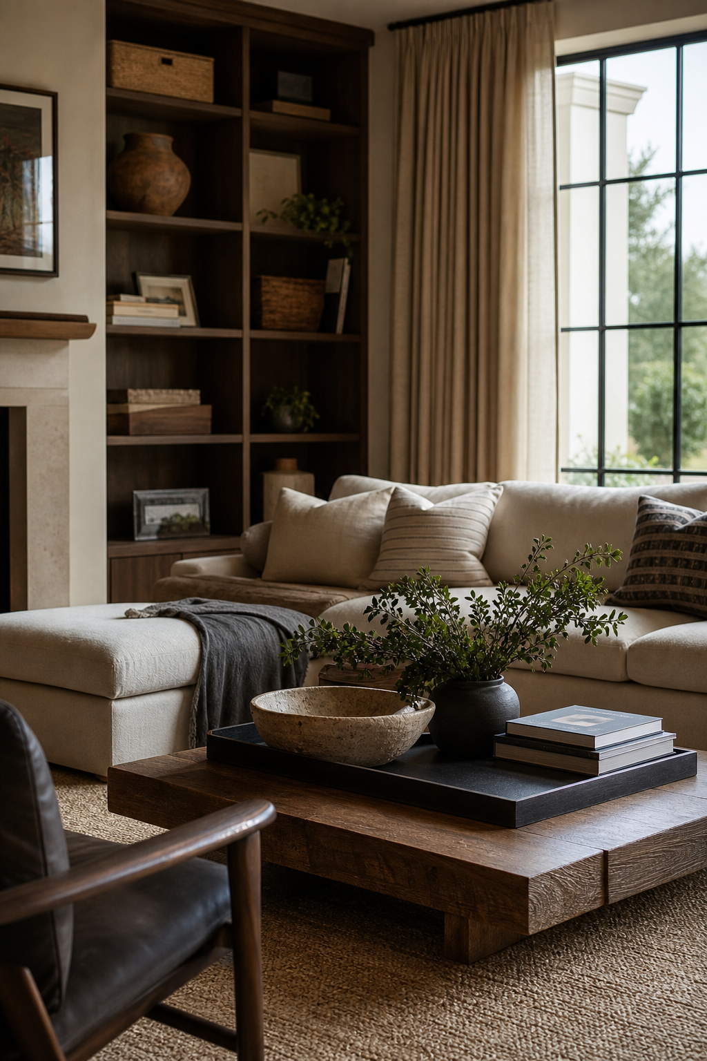Style The Coffee Table With A Tray in a cozy designer living room