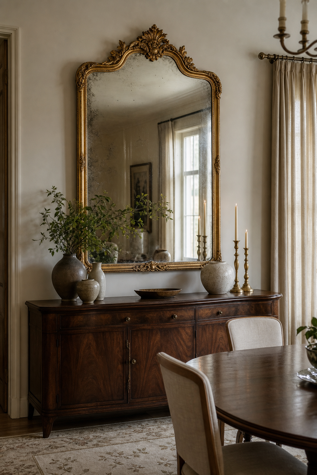 Lean A Floor Mirror In The Bedroom in a bright elevated room