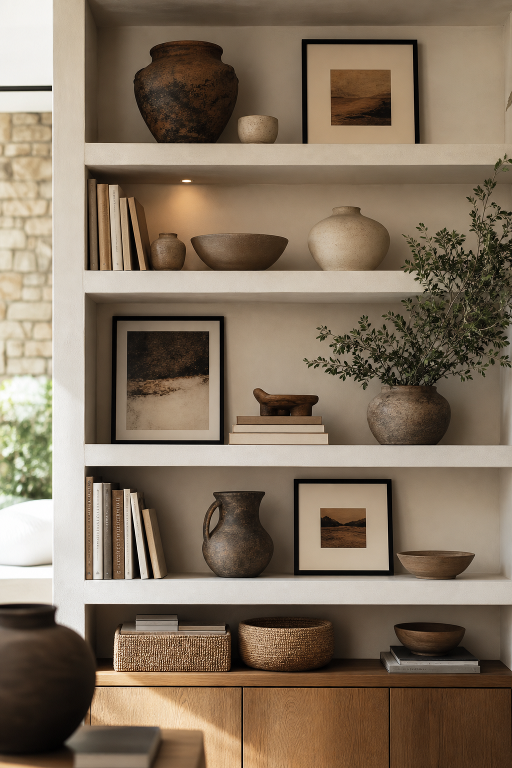 Room inspo aesthetic idea with style open shelves like a gallery