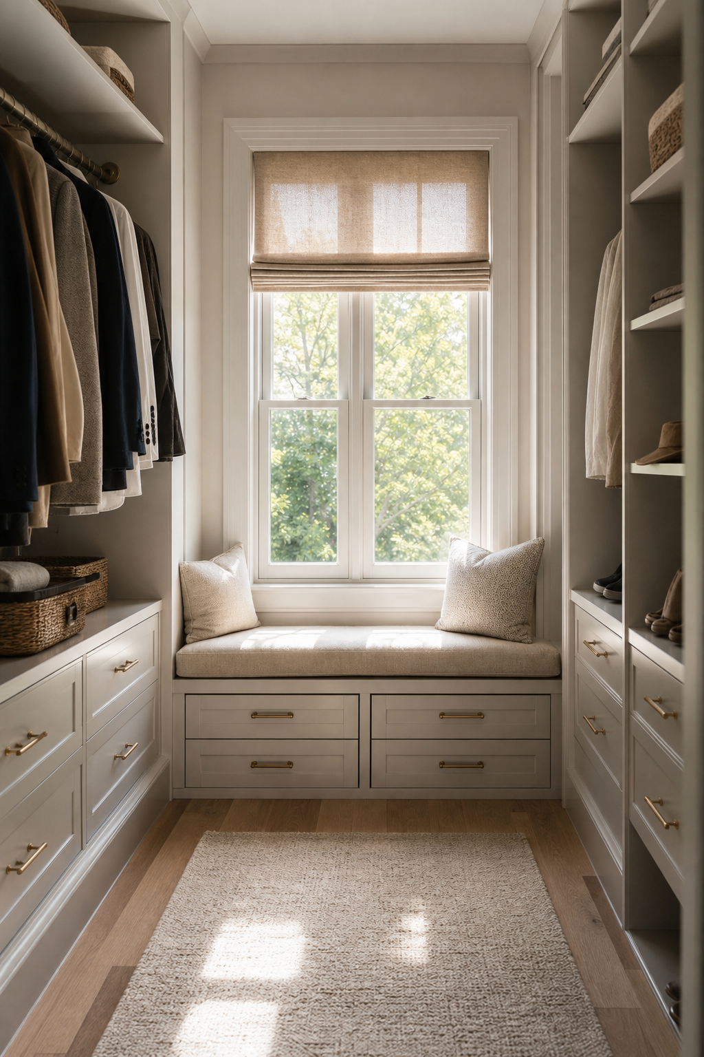 Create A Dressing Bench Nook in a neat stylish closet room