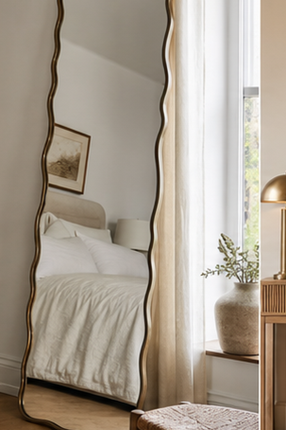Pair Two Narrow Wavy Mirrors In A Hallway for wavy mirror ideas