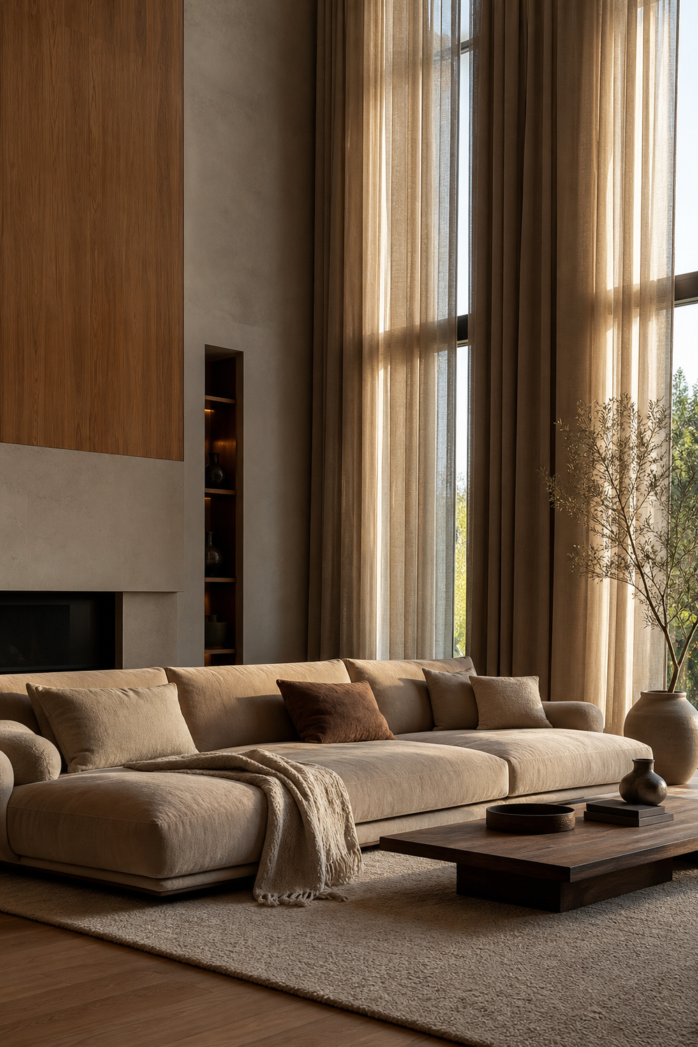 Pair Low Seating With Tall Drapery for Trendy Sofas Ideas To Anchor A Stylish Living Room