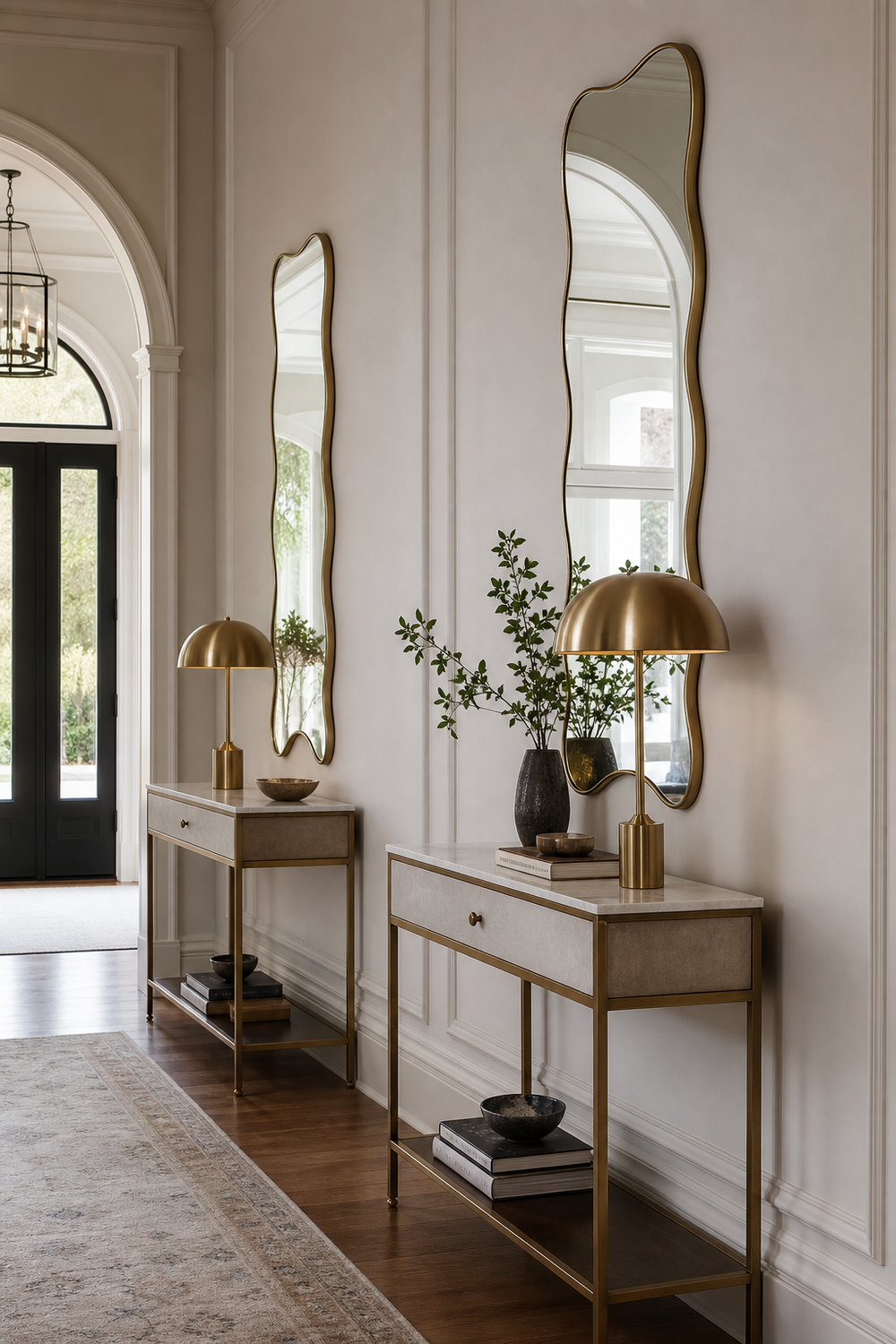 Pair Two Narrow Wavy Mirrors In A Hallway for wavy mirror ideas