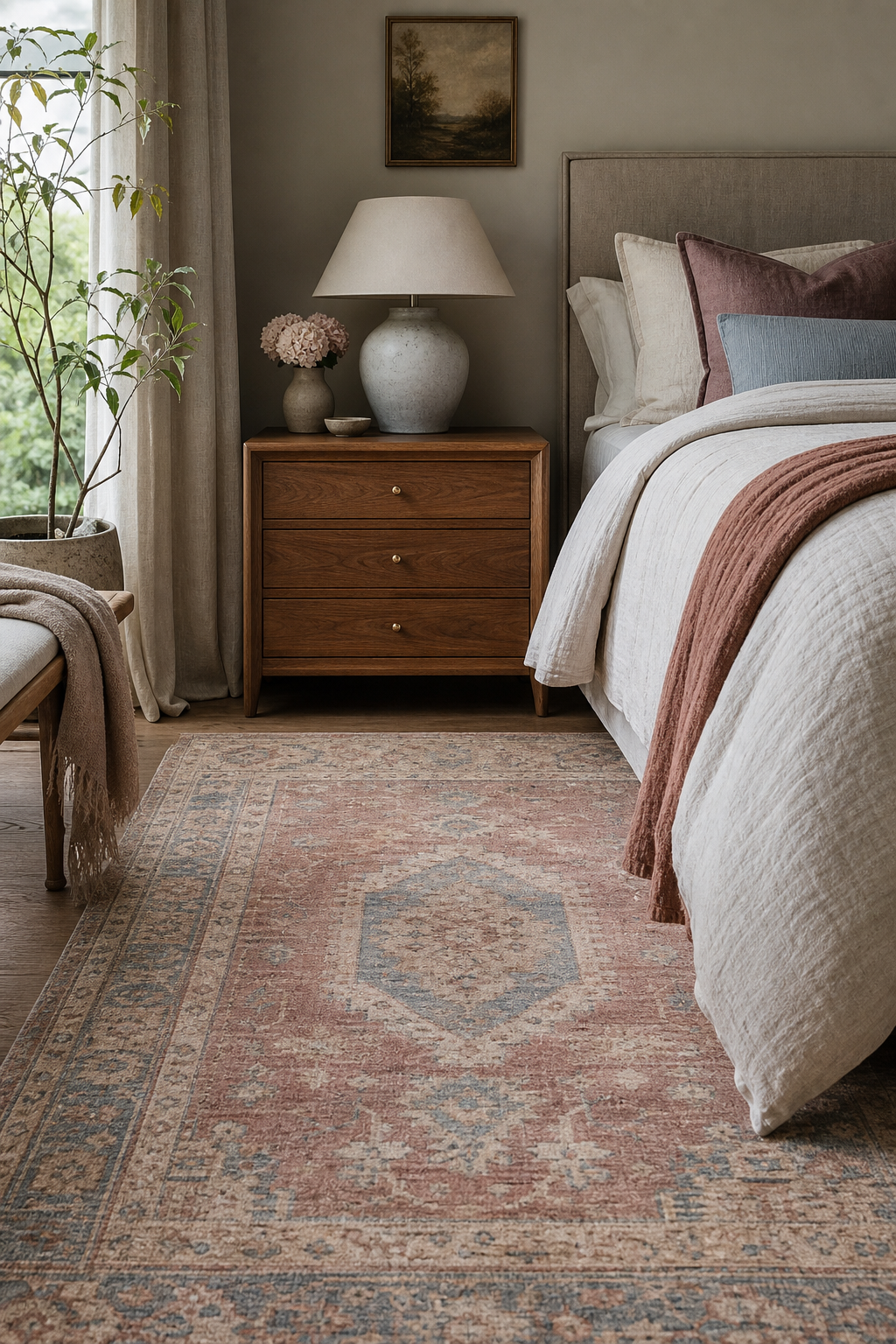 Room inspo aesthetic idea with bring in a vintage rug