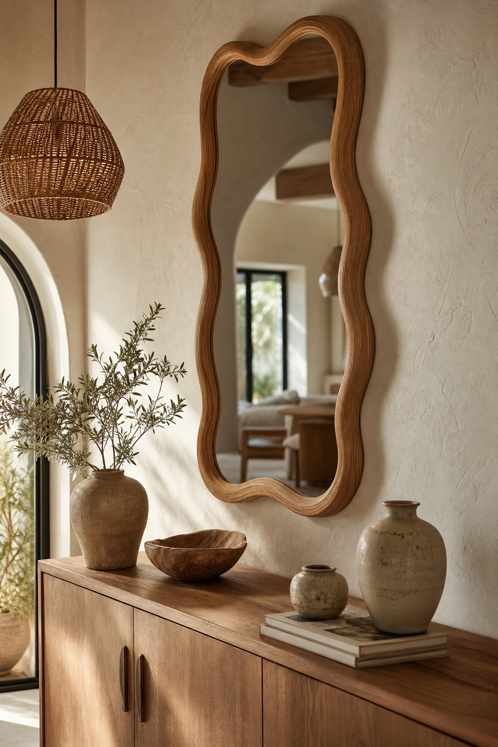 Try A Natural Wood Wavy Frame for wavy mirror ideas