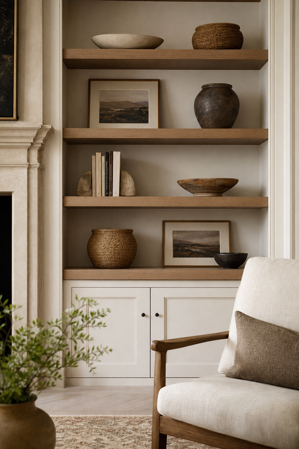 Style Shelves With Fewer Larger Pieces