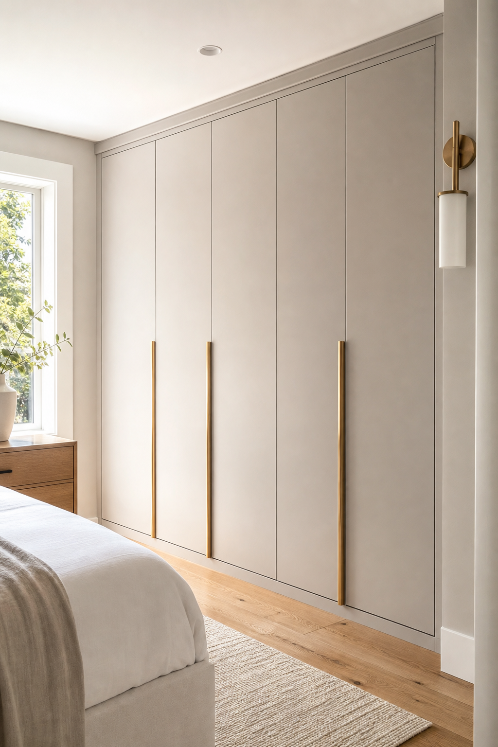 Modern closet design with use floor-to-ceiling doors in a small room