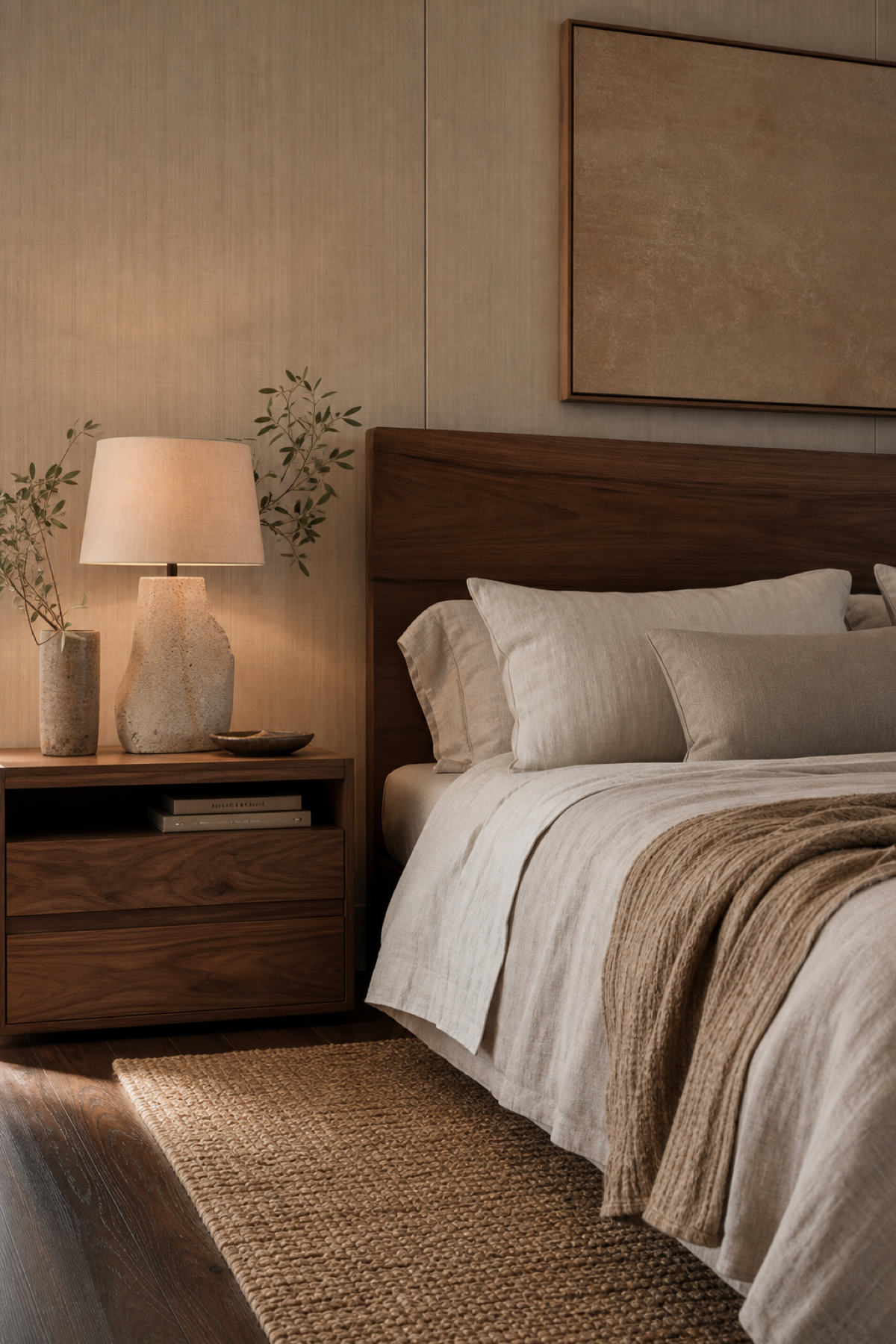 Mix Walnut With Pale Linen for Bedroom Inspirations For A Cozy Stylish Retreat