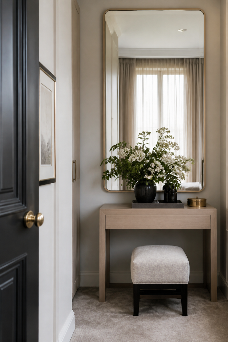 Small room makeover using one mirror to reflect natural light