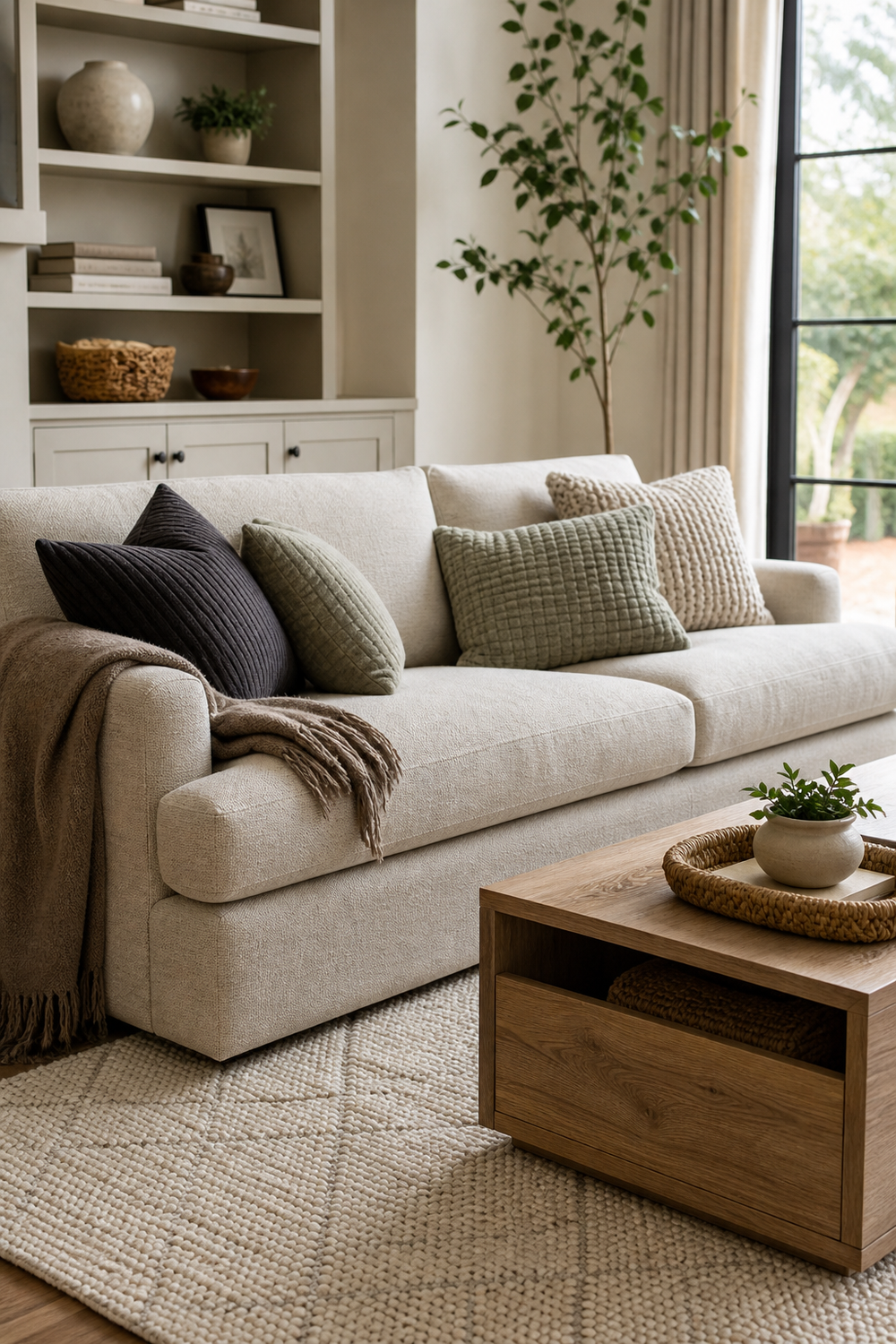 Choose Performance Fabric That Still Looks Soft for Single Sofa Ideas To Anchor A Stylish Living Room