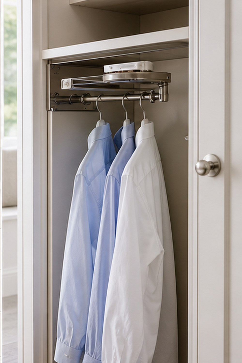 Pull-Out Valet Rod for small walk-in closet ideas