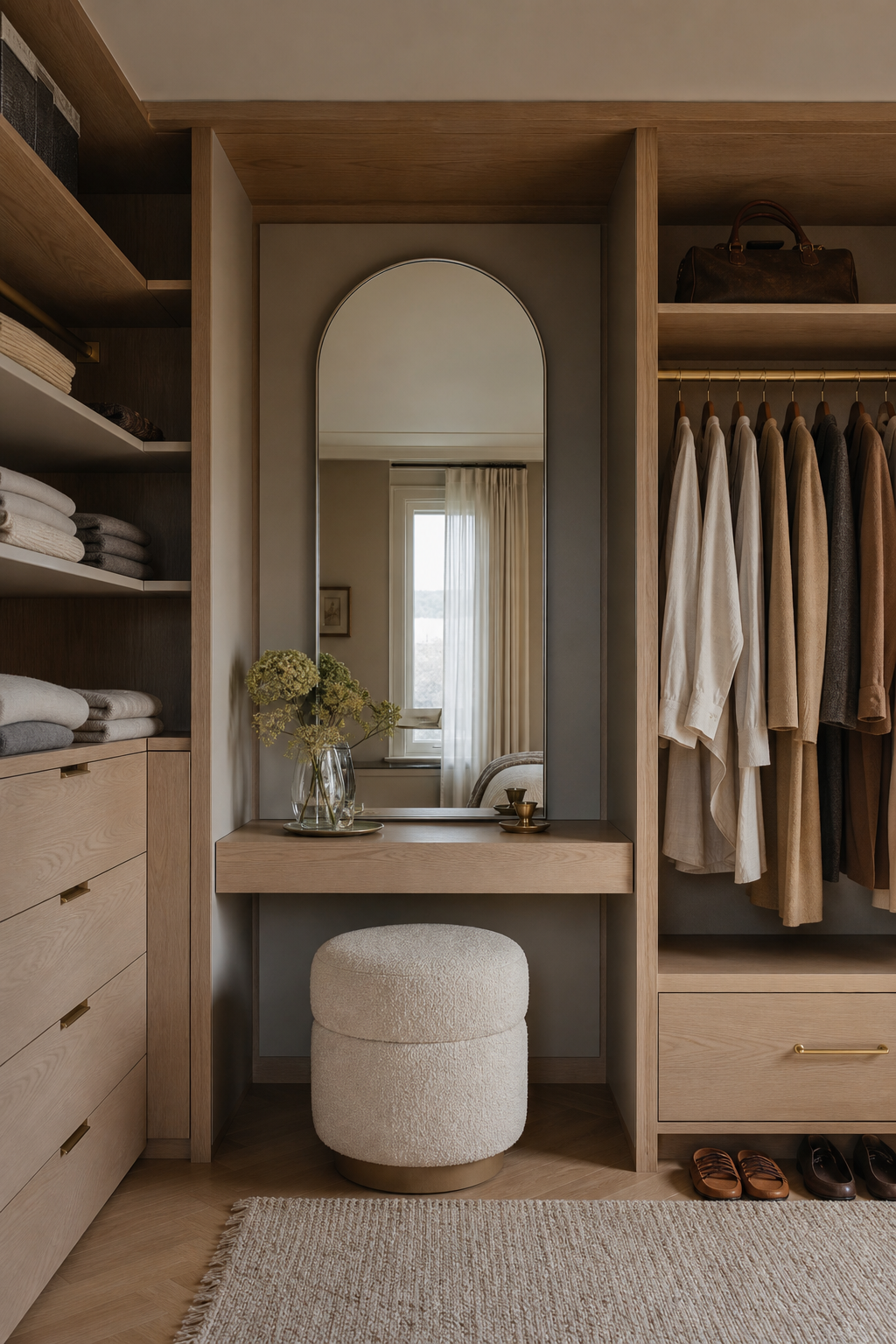 Modern closet design with create a dressing niche with a mirror