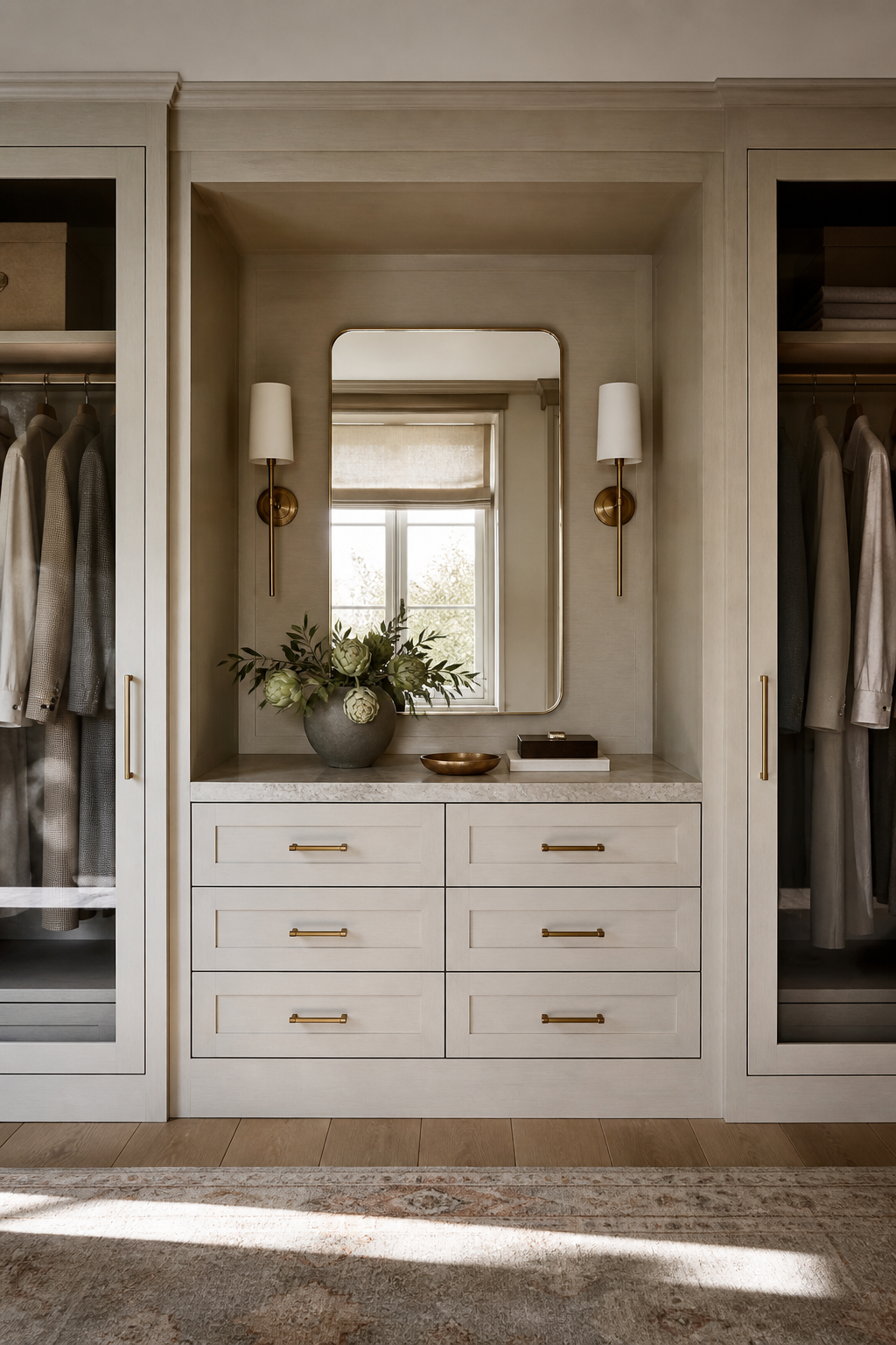 Include A Dresser Niche In The Closet Wall in a stylish wall closet design