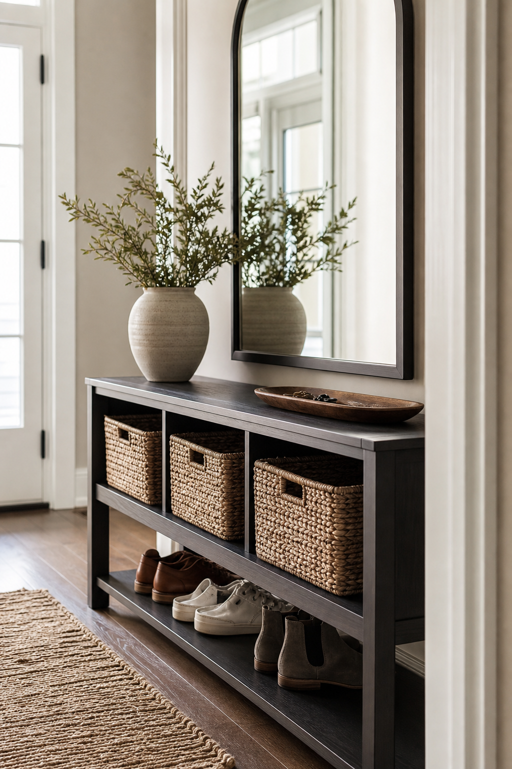 Use Woven Baskets Under A Console