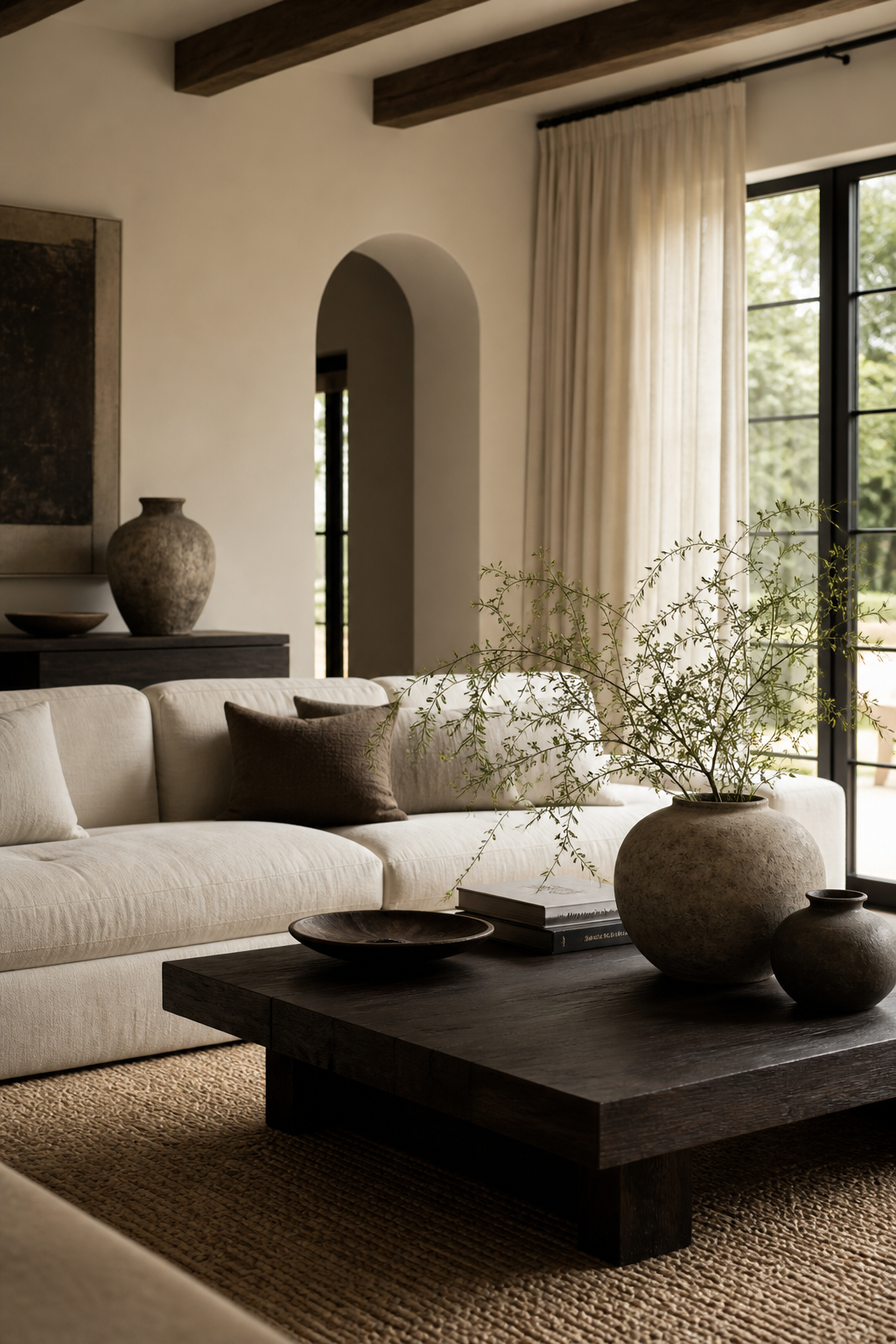 Create Contrast With A Dark Coffee Table for Minimalist Sofa Ideas To Anchor A Stylish Living Room