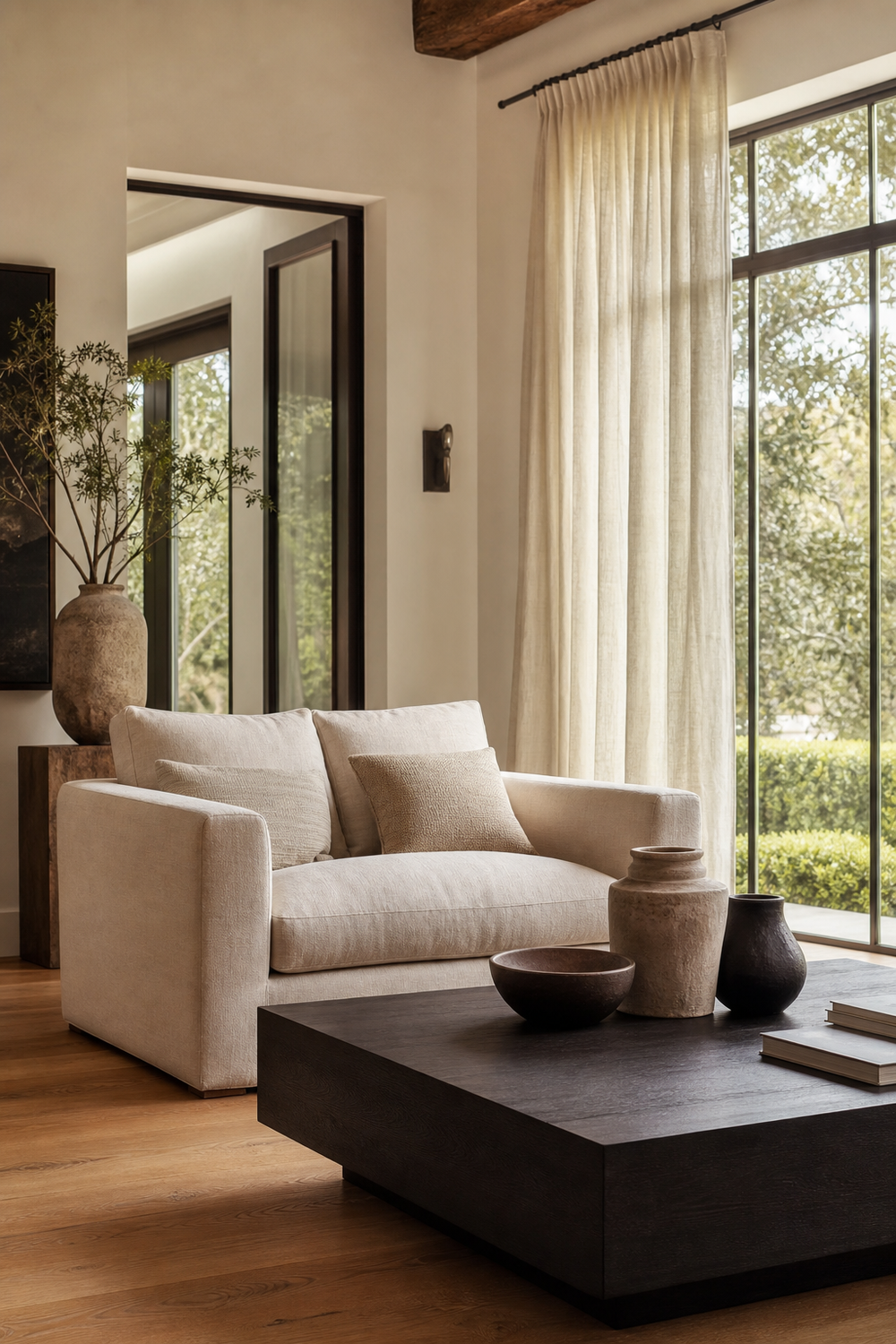 Create Contrast With A Dark Coffee Table for Single Sofa Ideas To Anchor A Stylish Living Room