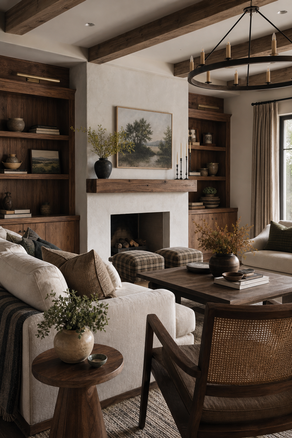 Mix Wood Tones For Warmth in a cozy designer living room