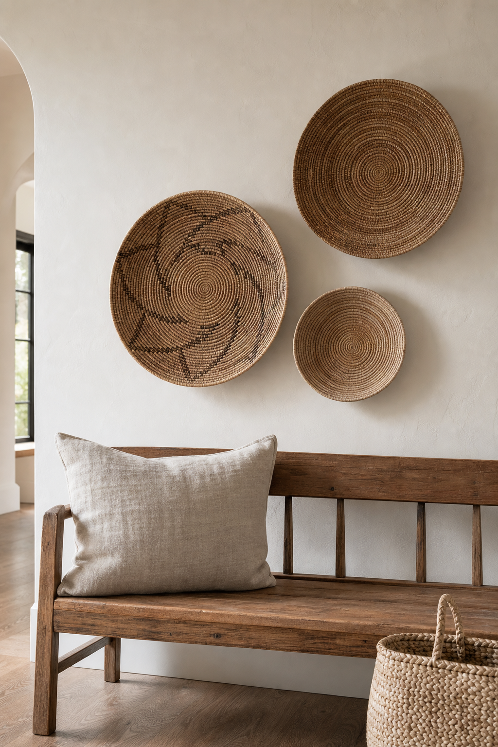 turn baskets into wall decor for DIY home decor
